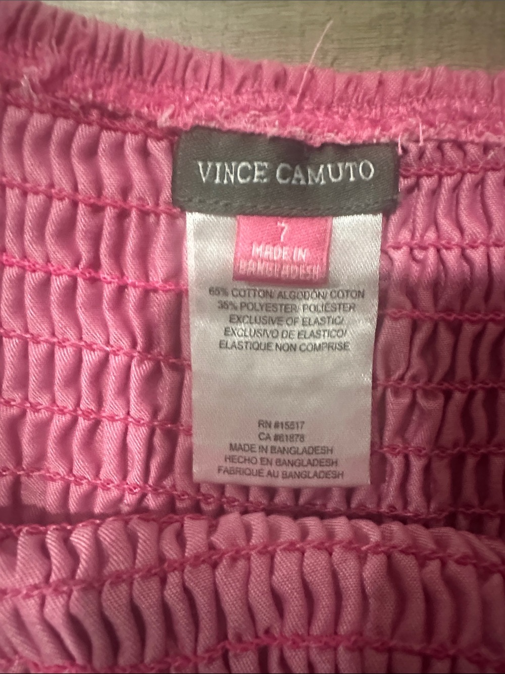 Vince Camuto Pink Smocked Top Romper - Picture 2 of 3